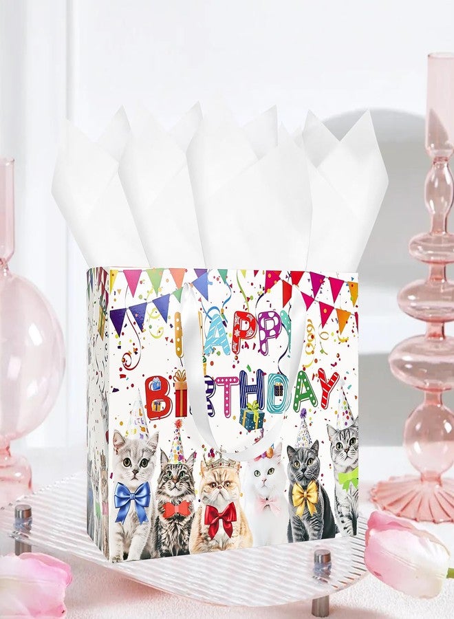 MUNILAIL 13 Inch Cat Birthday Gift Bag with Handle, Tissue Paper & Greeting Card, Large Paper Gift Bag for Boys & Girls Birthday Party, Baby Shower, Cat Theme Parties - Image 5